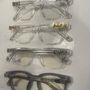 Stylish ChromeHeart Bluelight Clear and Gold Glasses Set (4 Pair)